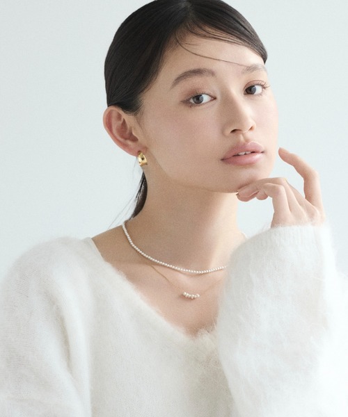 ネックレス 「 金属アレルギー対応 」 シンプルパールネックレス  サージカルステンレス レディースの画像