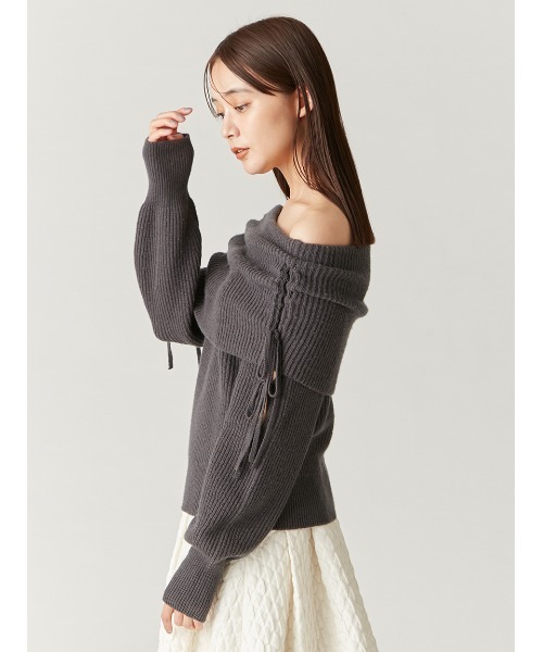 FRAY I.D ニット セーター リボンディテールオフショルニット
