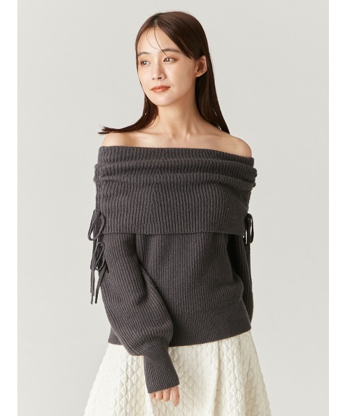 FRAY I.D ニット セーター リボンディテールオフショルニット