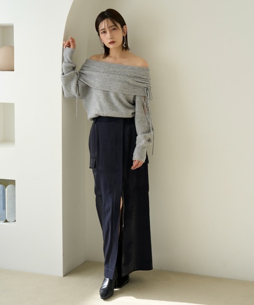 ニット セーター リボンディテールオフショルニット レディース FRAY I.D ニット セーター リボンディテールオフショルニット