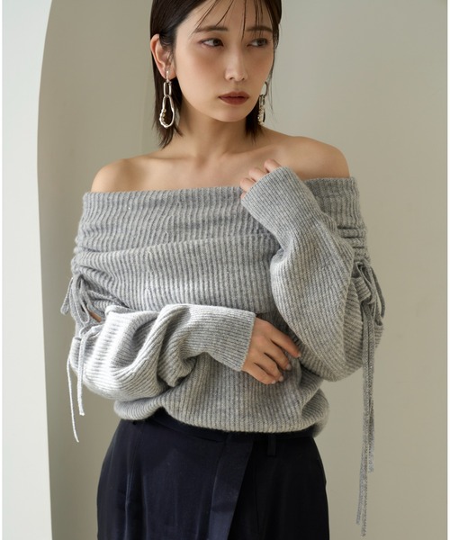ニット セーター リボンディテールオフショルニット レディース FRAY I.D ニット セーター リボンディテールオフショルニット