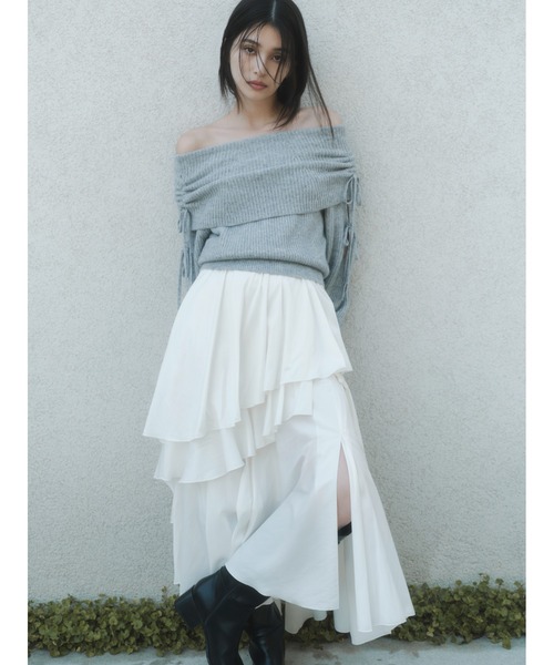 ニット セーター リボンディテールオフショルニット レディース FRAY I.D ニット セーター リボンディテールオフショルニット