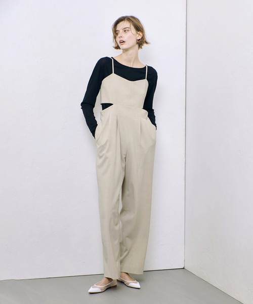 ストレッチトロサロペットパンツ アルアバイル allureville サロペット オーバーオール ストレッチトロ