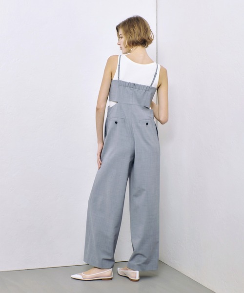 週末お値下げ中【2025春夏】　ストレッチトロサロペットパンツ ストレッチトロサロペットパンツ | allureville (Women