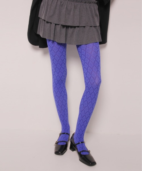 IMARI タイツ 「 IMARI / イマリ 」 レトロムード ジャガード フラワー