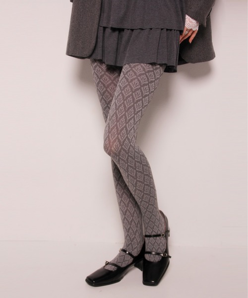 IMARI タイツ 「 IMARI / イマリ 」 レトロ ジャガード フラワー