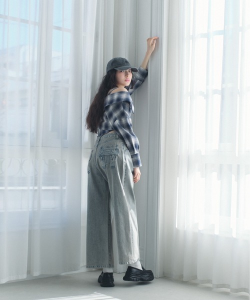 Heather チェックオフショルシャツ　322087 チェックオフショルシャツ 322087（シャツ/ブラウス）｜Heather