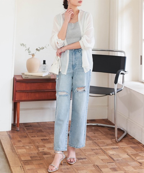 ジーンズ デニム デニムパンツ 「 低身長向けサイズ 」 クラッシュ