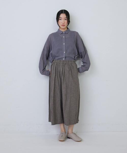 コンジェペイエアデュートリステス　サルエルパンツ　ブラウン conges payes ADIEU TRISTESSE パンツ コットンリネンワイド