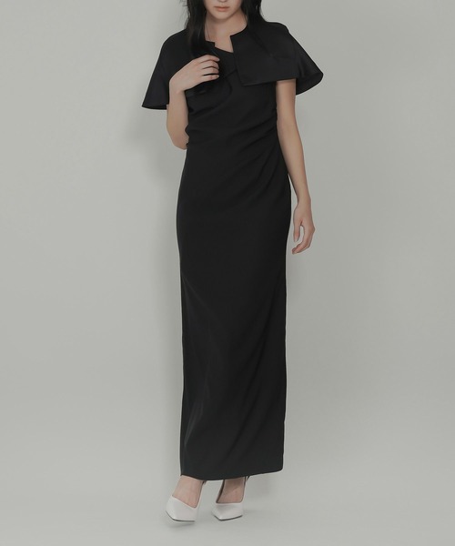 KINO THE KEI ジャケット ノーカラージャケット サテン ケープ