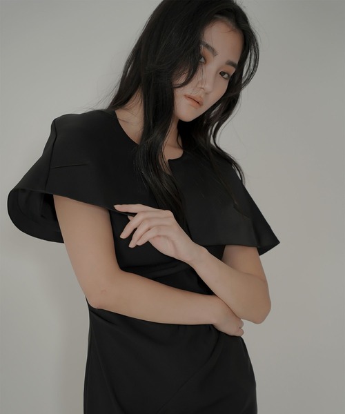 KINO THE KEI ジャケット ノーカラージャケット サテン ケープ