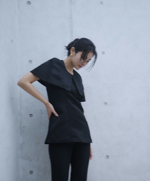 KINO THE KEI ジャケット ノーカラージャケット サテン ケープ