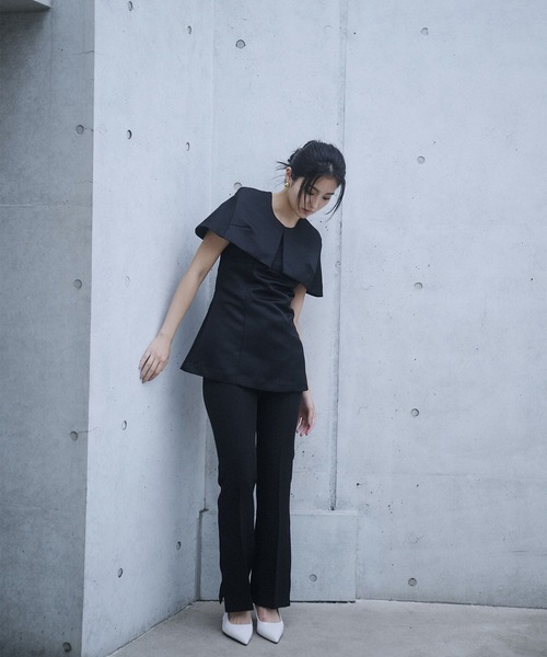 KINO THE KEI ジャケット ノーカラージャケット サテン ケープ