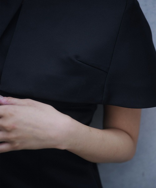 KINO THE KEI ジャケット ノーカラージャケット サテン ケープ