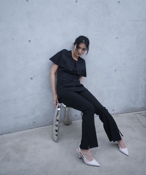 KINO THE KEI ジャケット ノーカラージャケット サテン ケープ