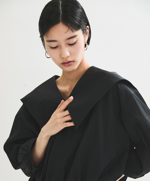 美品　アダムエロペ ペプラムジップブラウス ブルゾン　サックス　ブルー ADAM ET ROPÉ FEMME(アダム エ ロペ ファム) / 【再入荷・新色追加