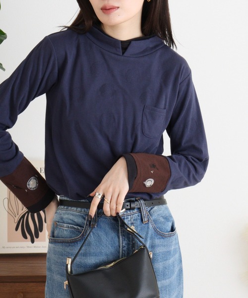 tシャツ EMAGO 袖切替えハイネックロングスリーブ レディース