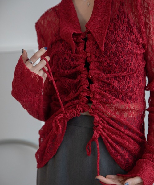 ブラウス シャツ ドロストハーフスリーブレースシャツ レディース SLY ブラウス シャツ RANDOM DROST LACE SH ランダム ドロスト