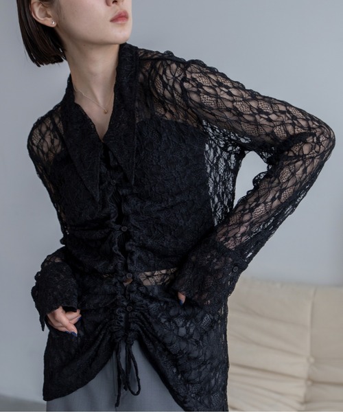 m*i様 大人気完売　ケミカルレース シアーShirt forksy.】フラワーレースシアー半袖トップス forksy.│MONO-MART