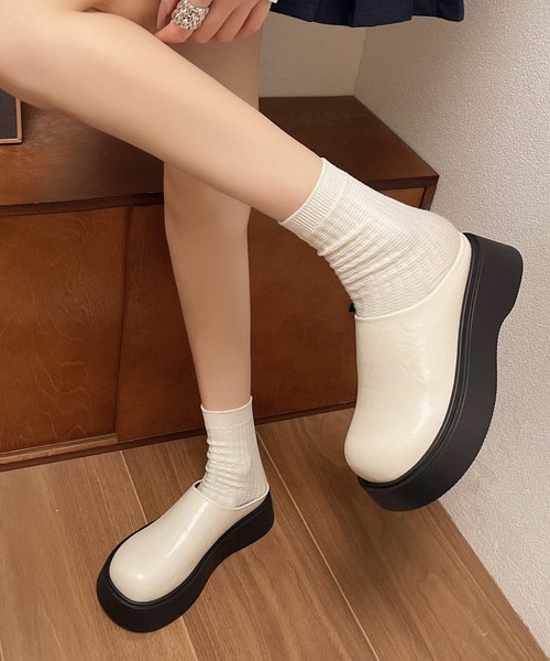 サンダル WEGO/ラウンド厚底フェイクレザースリッポンサンダル レディース | WEGO | 07