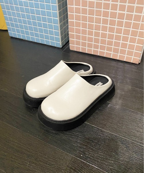 サンダル WEGO/ラウンド厚底フェイクレザースリッポンサンダル レディース | WEGO | 13