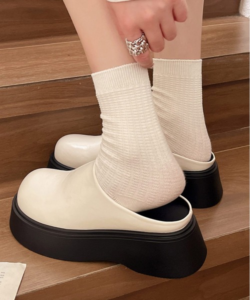 WEGO（ウィゴー） スリッポン WEGO/ラウンド厚底フェイクレザー 