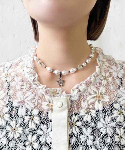 【ANNA SUI】即対応 ハート 蝶モチーフ パールネックレス ANNA SUI ネックレス ハート 蝶モチーフ パールネックレス