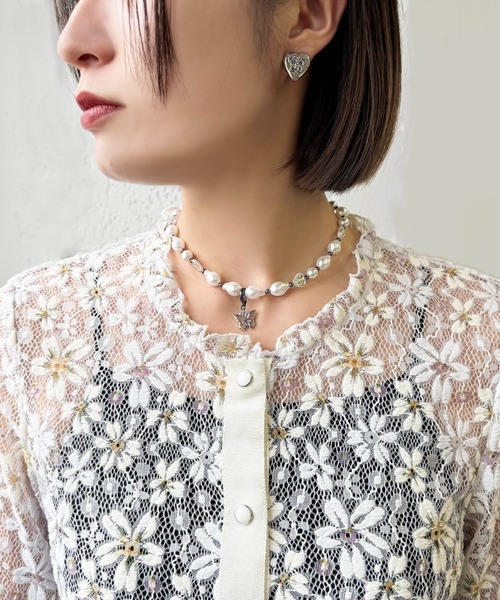 ANNA SUI ネックレス ハート 蝶モチーフ パールネックレス