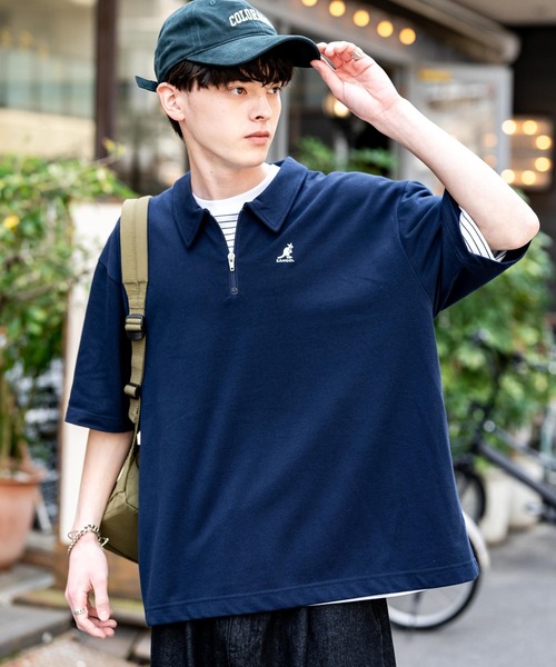 KANGOL（カンゴール） ポロシャツ 半袖 別注コラボ 鹿の子ハーフジップ