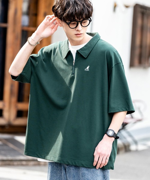 KANGOL（カンゴール） ポロシャツ 別注コラボ 鹿の子ハーフジップ