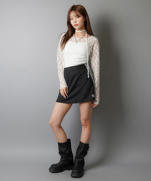 ミニスカート ADIDAS ribbon mini skirt TF5D0015 adidas スカート アディカラー スリーストライプス ミニスカート