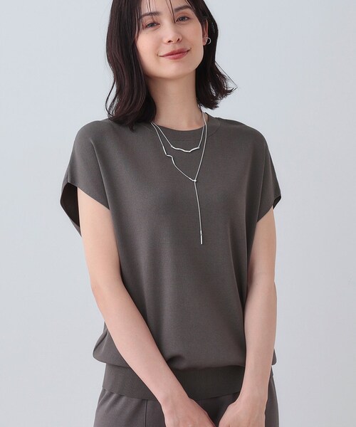 インディヴィ】38 Tシャツ 半袖 上品 ドルマンリヨセルプルオーバー