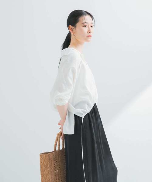 URBAN RESEARCH ブラウス シャツ ラミーレーヨンギャザーヘム