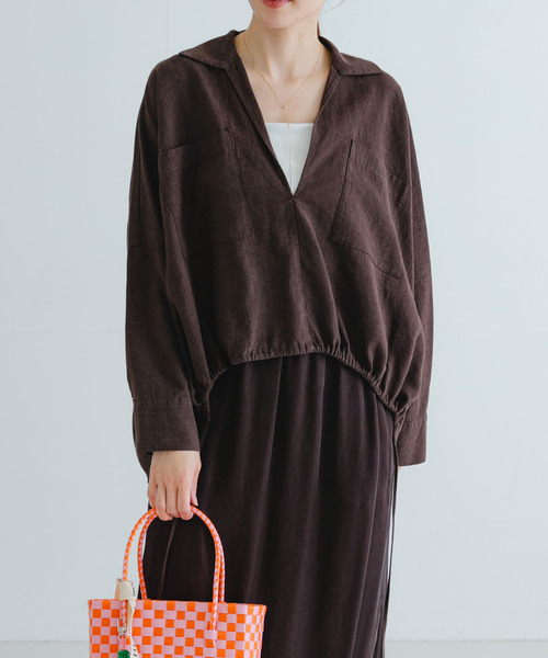 URBAN RESEARCH ブラウス シャツ ラミーレーヨンギャザーヘム