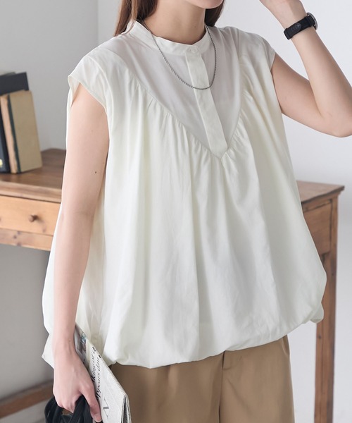 フレンチスリーブバルーンヘムブラウス LASUD｜フレンチスリーブバルーンヘムブラウス | Rakuten