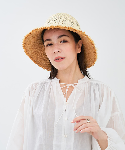 新品未使用★La Maison de Lyllis ラメゾンドリリス　ラフィアハット　ランプ　サックスブルー　水色　麦わら帽子 La Maison de Lyllis（ラメゾンドリリス） 帽子 ハット 「La Maison de