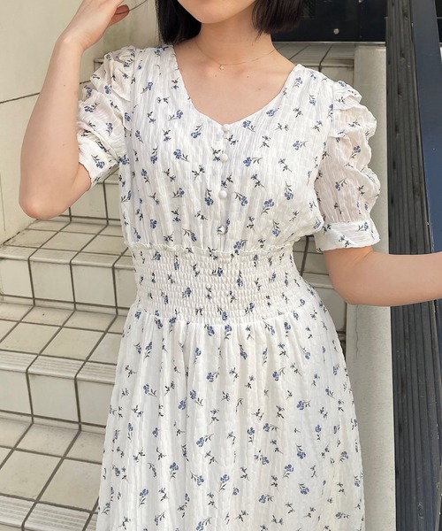 花柄プリント クロスストラップ ワンピース NOMAE（ノーマエ） ワンピース クロスストラップFlowerワンピース