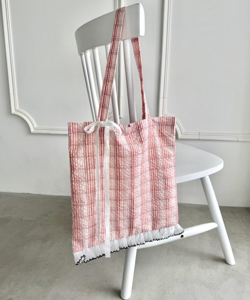 SOLLON.（ソルロン） トートバッグ フリルチェックトートバッグ