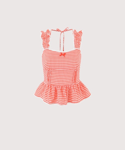 キャミソール Peplum Check Vest Top