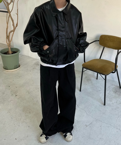 shesame」 ジップアップブルゾン LARGE ブラック レディース