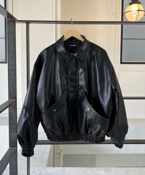 shesame」 ジップアップブルゾン LARGE ブラック レディース