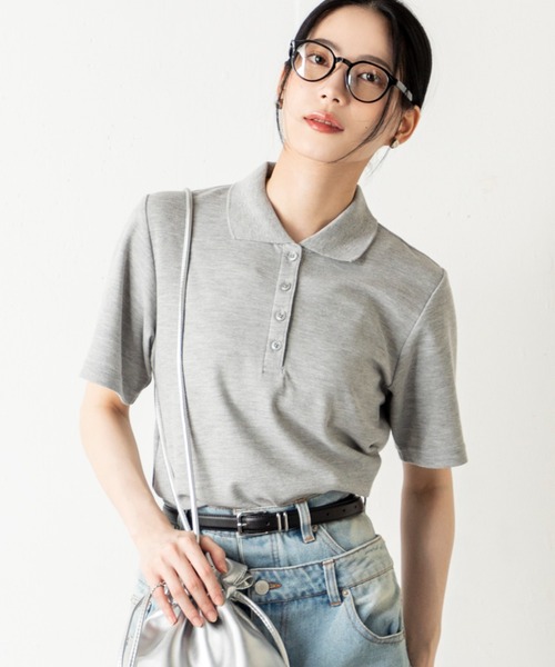 ポロシャツ ポロ 「VANSPORTS」エフォートレスな女性らしさが薫る！ベーシックなのに品よく決まる、大人の無地鹿の子半袖ポロシャツ レディース | MILLION CARATS | 03