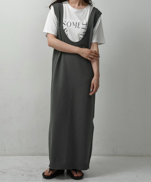 lawgy（ラウジー） ベスト ジレ u neck long vest / uネックロング