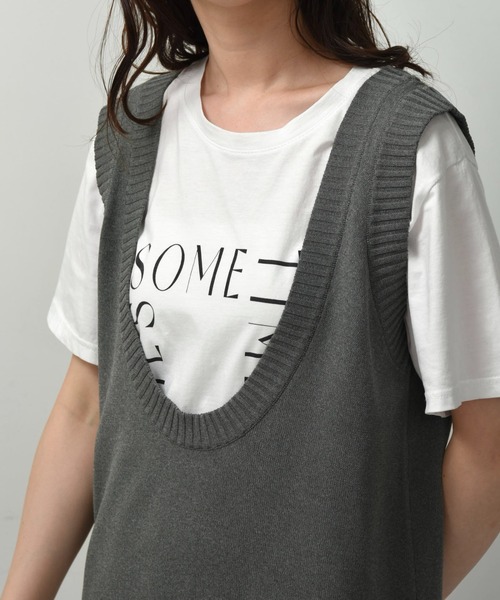 lawgy（ラウジー） ベスト ジレ u neck long vest / uネックロング