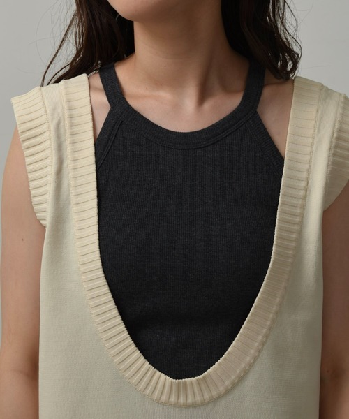 ベスト/ジレ lawgy original vest lawgy（ラウジー） ベスト ジレ u neck long vest / uネックロング
