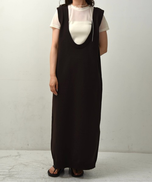 lawgy（ラウジー） ベスト ジレ u neck long vest / uネックロング