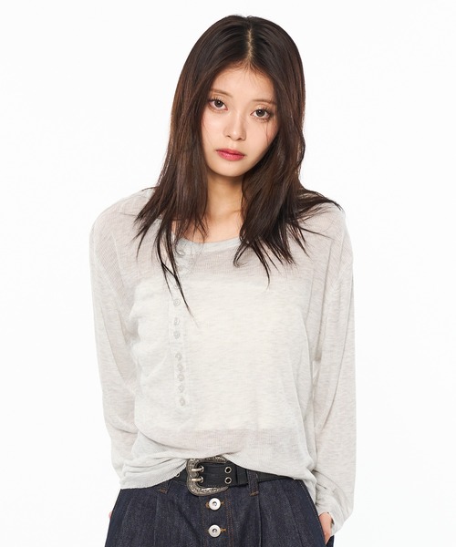 WISH FOR EVER（ウィッシュフォーエバー） tシャツ SHEER HENRY NECK