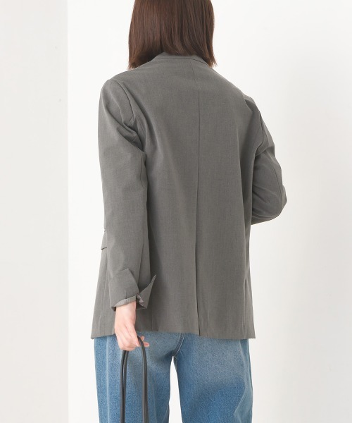 「OMNES」 ノーカラージャケット L グレー レディース