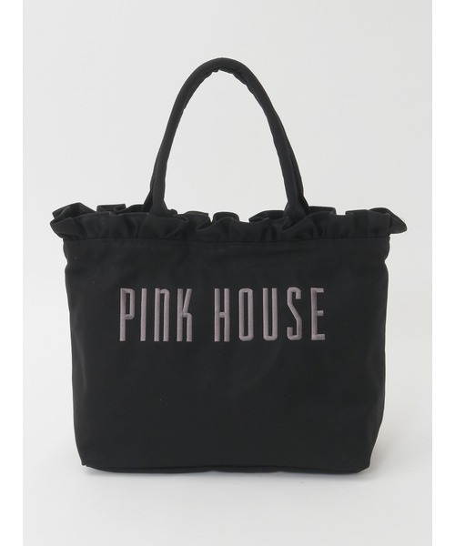 PINK HOUSE トートバッグ ロゴ刺繍フリルバッグ レディース