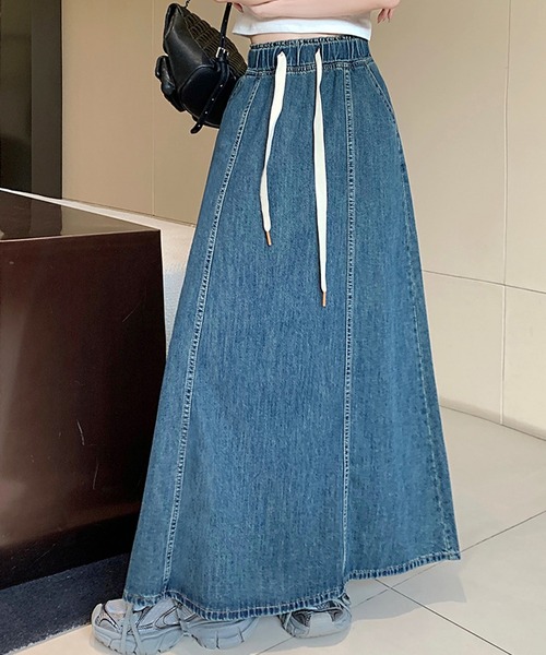 Lace Ladies（レースレディース） デニムスカート 切替 フレア デニム